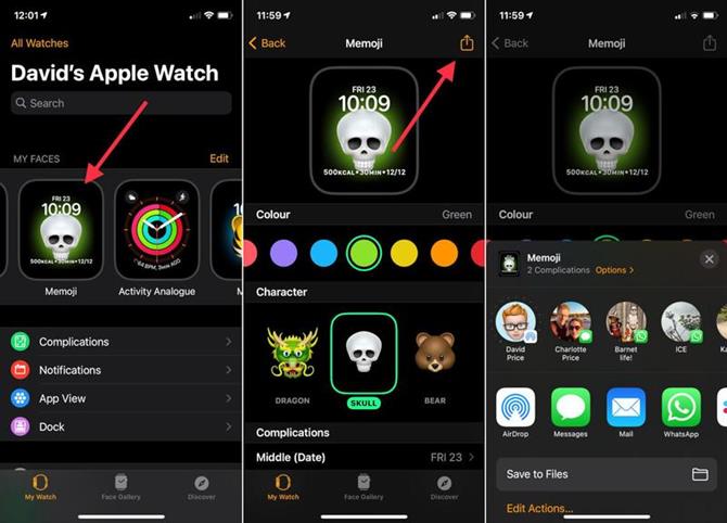 Jak udostępniać twarze Apple Watch w systemie watchOS 7: opcje udostępniania iPhone'a