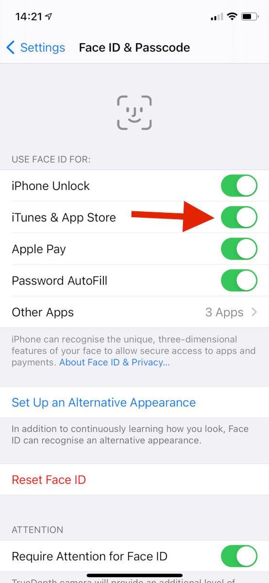 Jak wyłączyć zakupy w aplikacji na iPhonie: Włącz Face ID